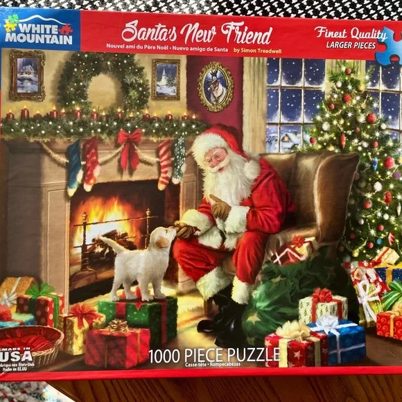 White Mountain Festive Santa and Puppy Puzzle - Picture 1 of 5